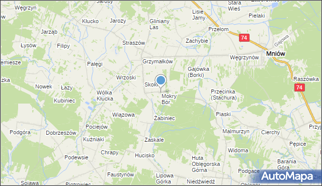 mapa Mokry Bór, Mokry Bór na mapie Targeo